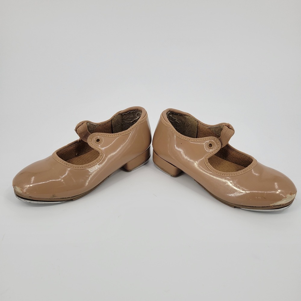 Weissman Tap Shoes Kids 11C Tan Patent Leather W600 Dance Shoes Dancewear - Picture 5 of 10